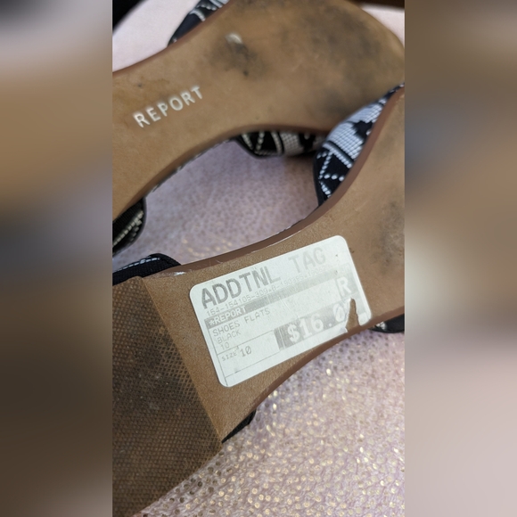 Report Jezzica Black and White Print D'Orsay Pointed Flats size 10 - Picture 3 of 8